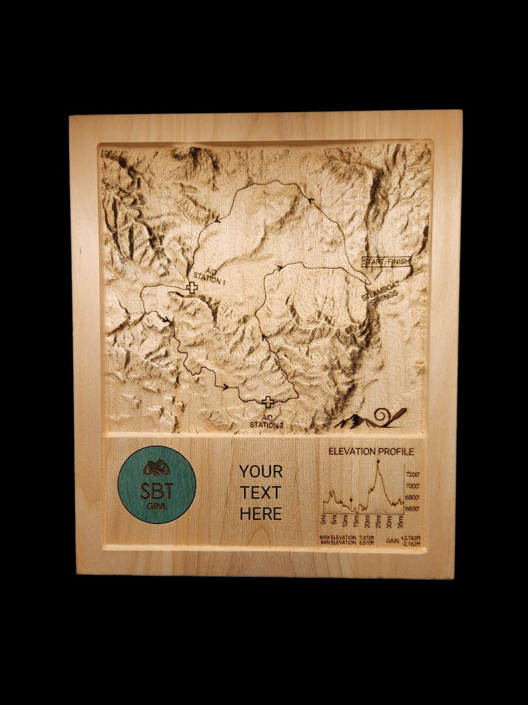 2024 SBT GRVL p/b Wahoo Carved Wood 3D Course Map